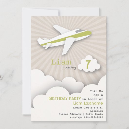 Invitation à la fête d'anniversaire de l'avion - V (Devant)
