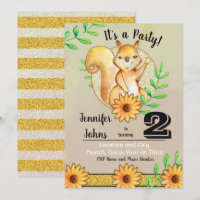 Invitation à la fête d'anniversaire de l'écureuil