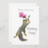 Invitation à la fête d'anniversaire de l'écureuil (Devant / Derrière)