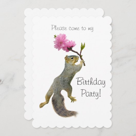 Invitation à la fête d'anniversaire de l'écureuil (Devant / Derrière)