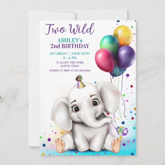 Invitation à la fête d'anniversaire de l'éléphant  (Devant)