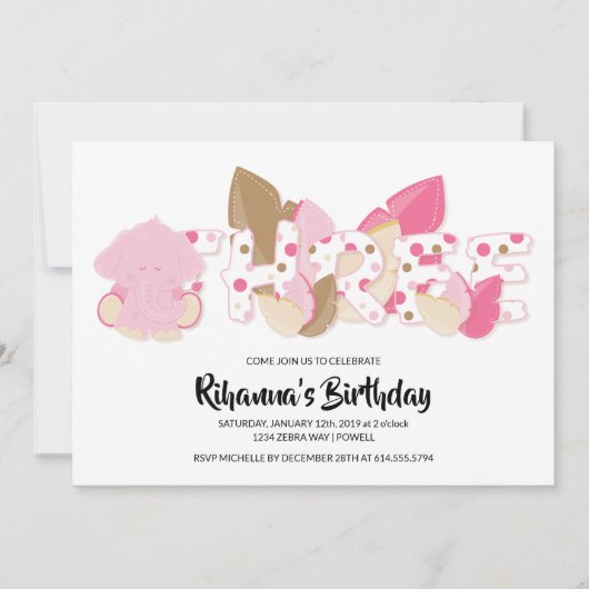 Invitation à la fête d'anniversaire de l'éléphant (Devant)