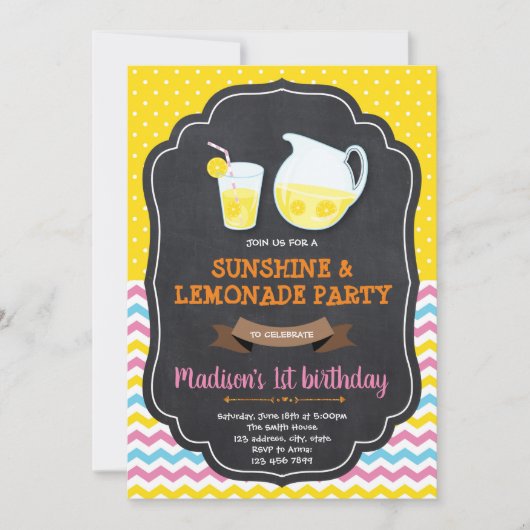 Invitation à la fête d'anniversaire de Lemonade (Devant)