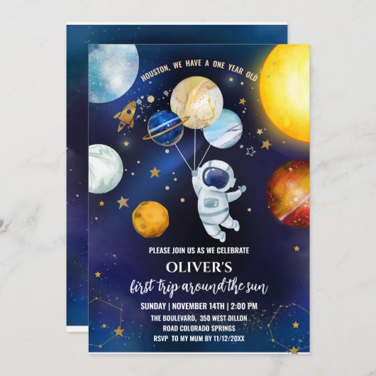 Invitation à la fête d'anniversaire de l'espace (Devant / Derrière)
