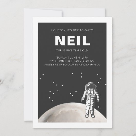 Invitation à la fête d'anniversaire de l'espace (Devant)