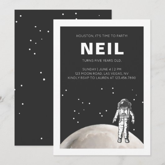 Invitation à la fête d'anniversaire de l'espace (Devant / Derrière)