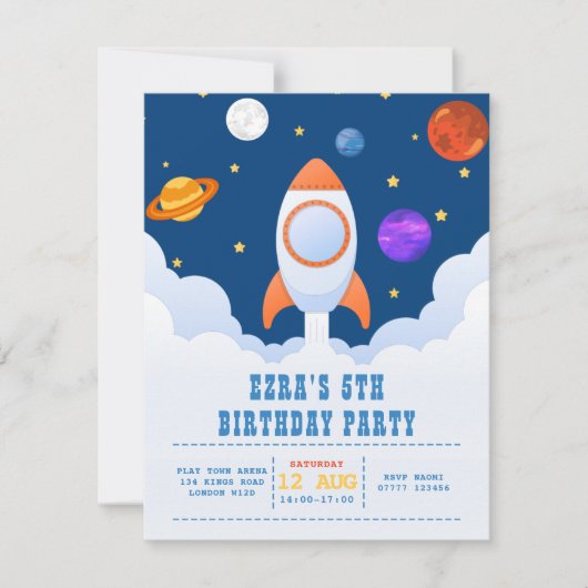 Invitation à la fête d'anniversaire de l'espace (Devant)