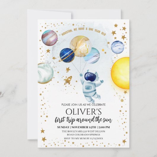 Invitation à la fête d'anniversaire de l'espace (Devant)