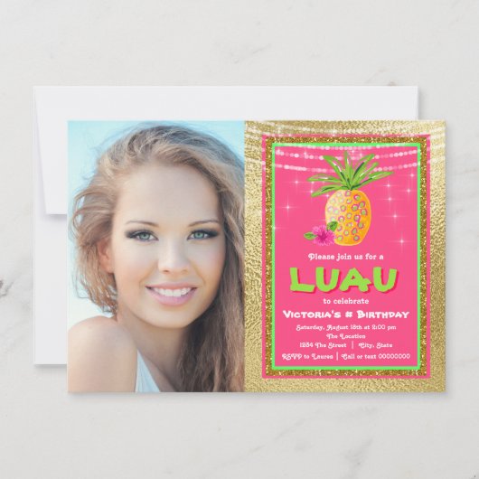 Invitation à la fête d'anniversaire de l'Hawaii tr (Devant)