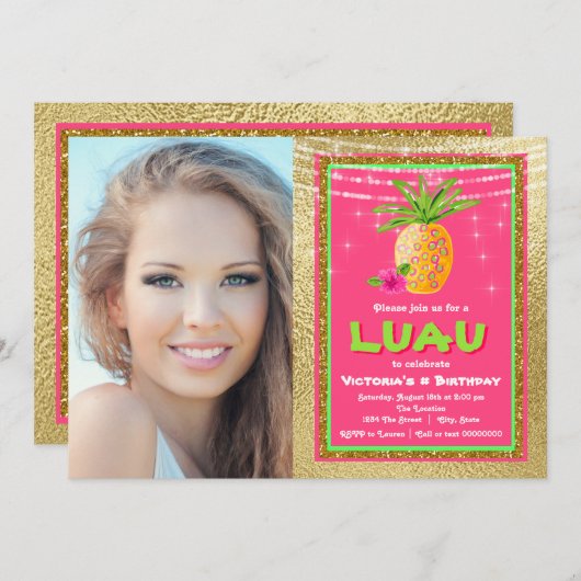 Invitation à la fête d'anniversaire de l'Hawaii tr (Devant / Derrière)