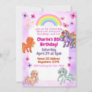 Invitation à la fête d'anniversaire de licorne arc