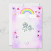 Invitation à la fête d'anniversaire de licorne arc (Dos)