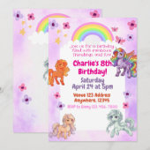 Invitation à la fête d'anniversaire de licorne arc (Devant / Derrière)