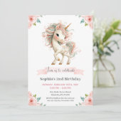 Invitation à la fête d'anniversaire de licorne de (Debout devant)