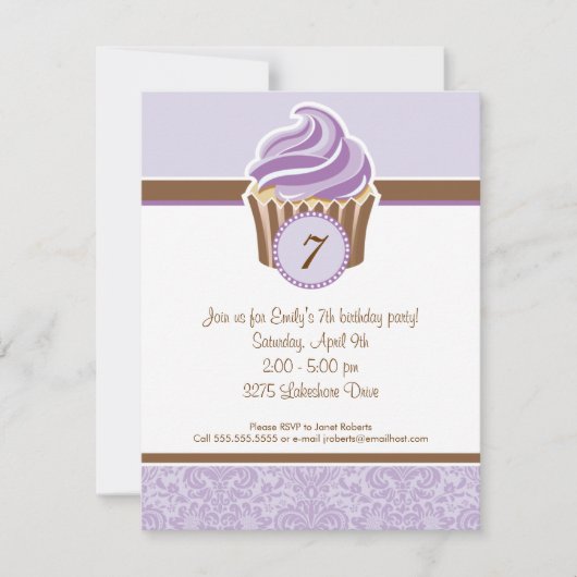 Invitation à la fête d'anniversaire de Lilac Cupca (Devant)