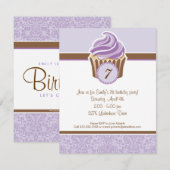 Invitation à la fête d'anniversaire de Lilac Cupca (Devant / Derrière)