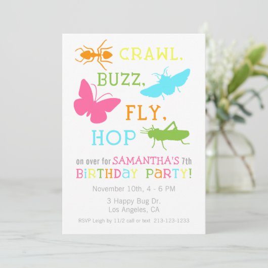 Invitation à la fête d'anniversaire de l'insecte f (Debout devant)