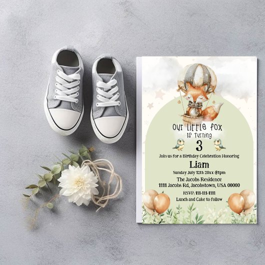 Invitation à la fête d'anniversaire de Little Fox