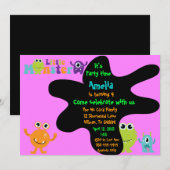 Invitation à la fête d'anniversaire de Little Mons (Devant / Derrière)