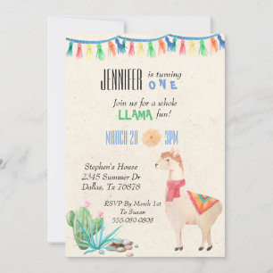 Invitation à la fête d'anniversaire de Llama Alpac