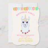Invitation à la fête d'anniversaire de Llama-corn (Devant)