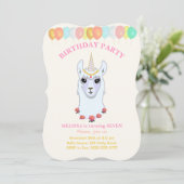 Invitation à la fête d'anniversaire de Llama-corn (Debout devant)