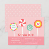 Invitation à la fête d'anniversaire de Lollipop (Devant / Derrière)