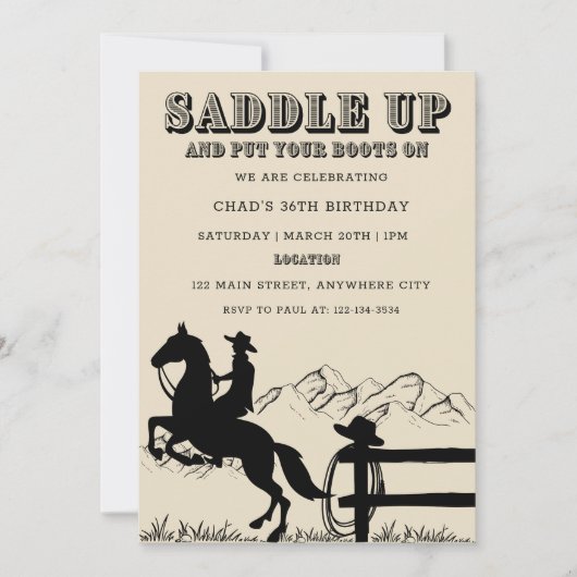 Invitation à la fête d'anniversaire de l'Ouest (Devant)