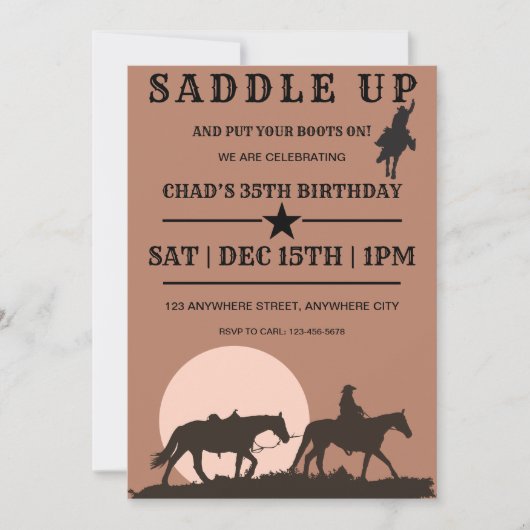 Invitation à la fête d'anniversaire de l'Ouest (Devant)