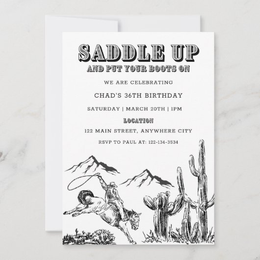 Invitation à la fête d'anniversaire de l'Ouest (Devant)