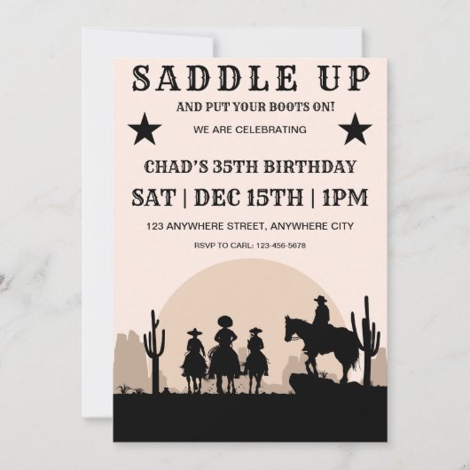 Invitation à la fête d'anniversaire de l'Ouest (Devant)
