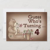 Invitation à la fête d'anniversaire de l'ours en p (Dos)