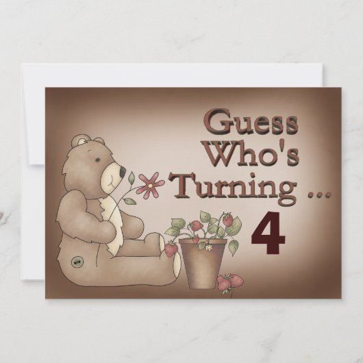 Invitation à la fête d'anniversaire de l'ours en p (Dos)