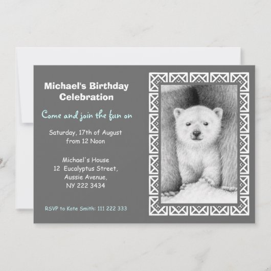 Invitation à la fête d'anniversaire de l'Ours pola (Devant)