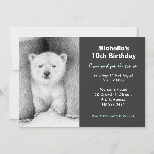 Invitation à la fête d'anniversaire de l'ours pola (Devant)