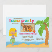 Invitation à la fête d'anniversaire de Luau (Devant / Derrière)