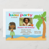 Invitation à la fête d'anniversaire de Luau (Devant / Derrière)