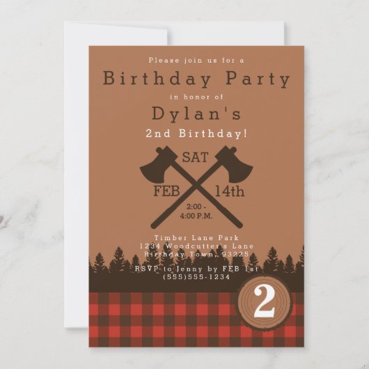 Invitation à la fête d'anniversaire de Lumberjack (Devant)