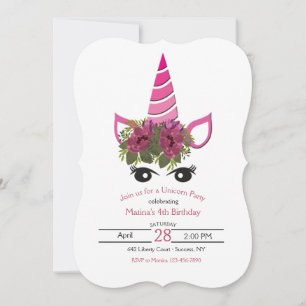Invitation à la fête d'anniversaire de l'Unicorne