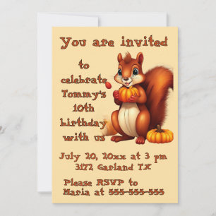 Invitation à la fête d'anniversaire de M. Squirrel