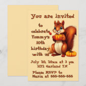 Invitation à la fête d'anniversaire de M. Squirrel (Devant / Derrière)