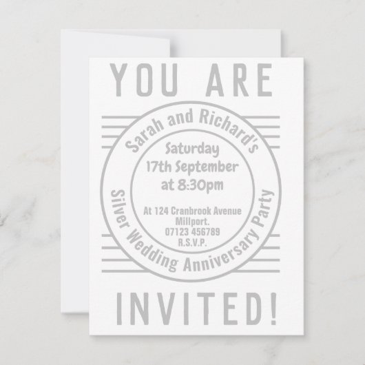 Invitation à la fête d'anniversaire de mariage d'a (Devant)