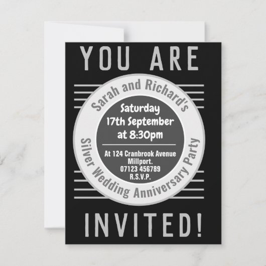 Invitation à la fête d'anniversaire de mariage de  (Devant)