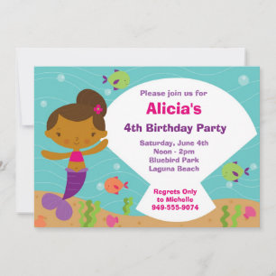 Invitation à la fête d'anniversaire de Mermaid