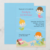 Invitation à la fête d'anniversaire de Mermaid (Devant / Derrière)