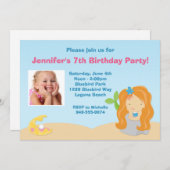 Invitation à la fête d'anniversaire de Mermaid (Devant / Derrière)