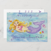 Invitation à la fête d'anniversaire de Mermaid (Devant / Derrière)