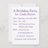 Invitation à la fête d'anniversaire de Mermaid (Dos)