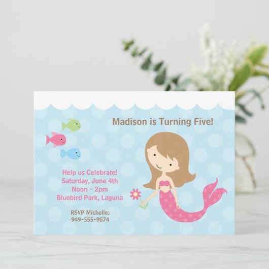 Invitation à la fête d'anniversaire de Mermaid (Debout devant)