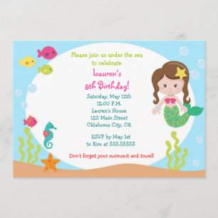 Invitation à la fête d'anniversaire de Mermaid